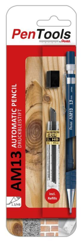 Pentel nyomósirón 1,3 mm HB - kék + utántöltő hegy